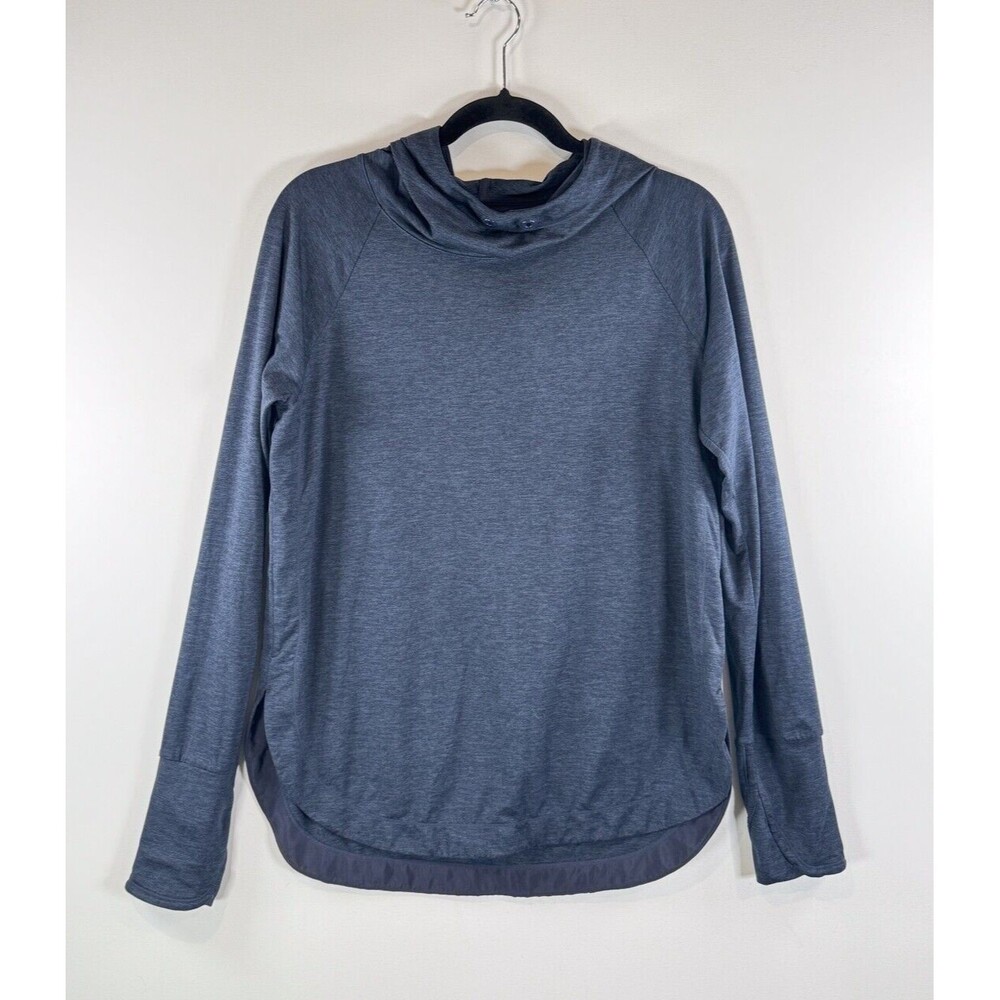 Athleta Womens Hoodie Blue Heather Uptempo Sweatshirt Pullover Stretch M Medium